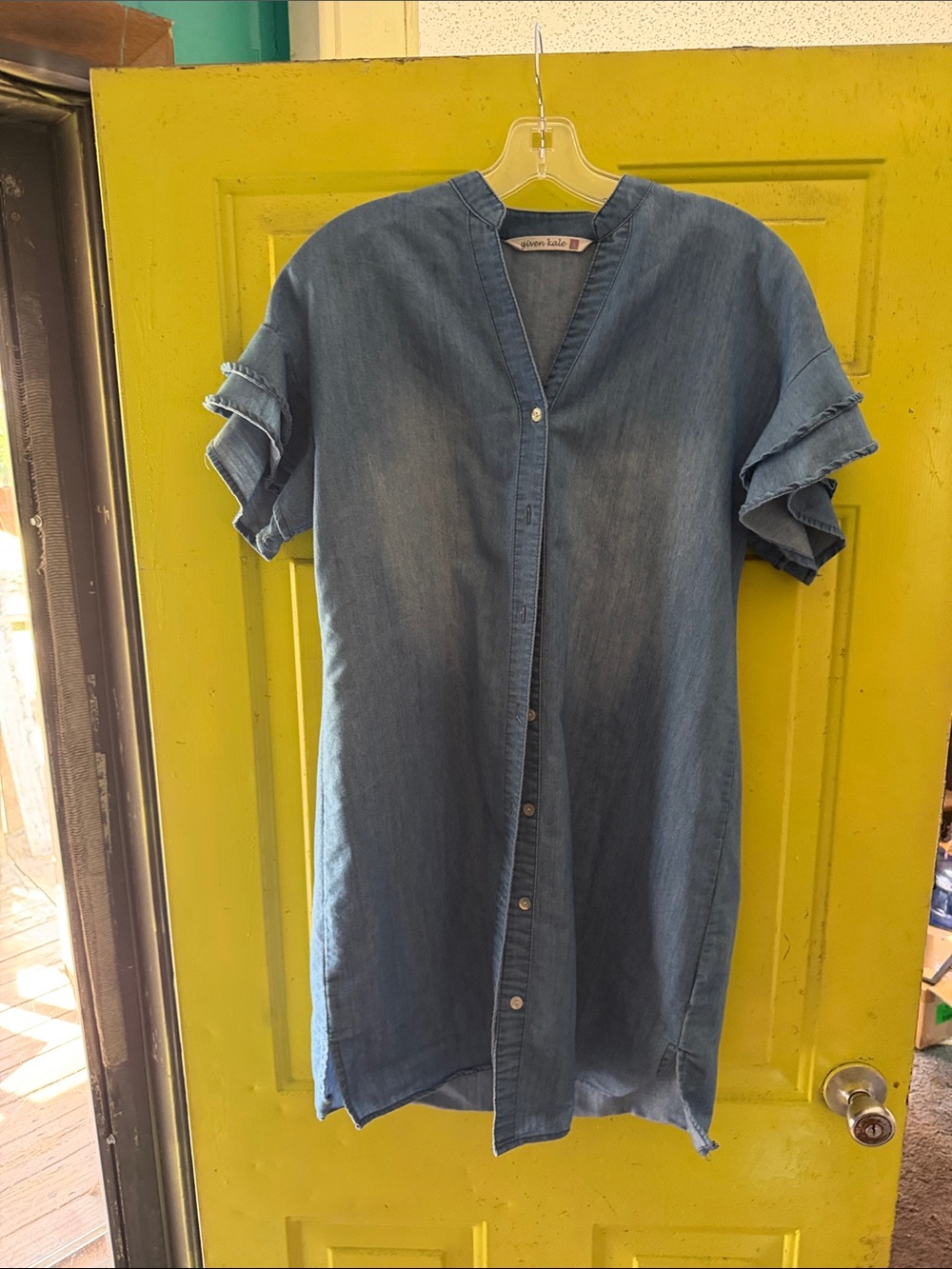 Denim Midi Shirt Dress - Blue